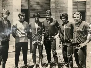 I volti nuovi della Roma 1970/71 nel ritiro di Fiuggi: Zigoni, Rosa, Sanseverino, De Min, Amarildo e Del Sol.