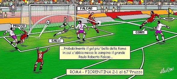 Disegno del gol di Pruzzo alla Fiorentina
