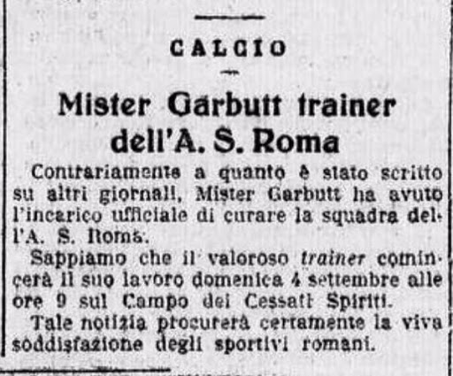 William Garbutt, primo allenatore della Roma
